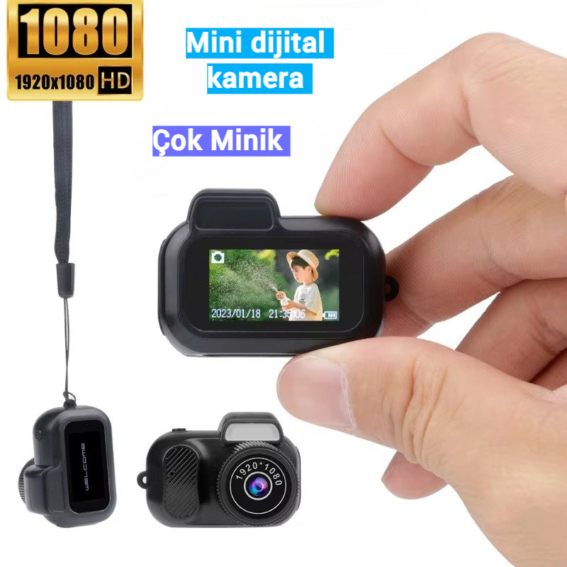 Retro Mini Kamera Ekranlı, İç Mekan Dış Mekan 1080p HD Taşınabilir, Çok Küçük Kamera Video Destekli, Tatil Hediyeleri için.